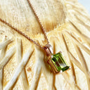 Sophisticated Rose Gold Octagonal Cut Peridot Pendant