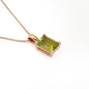 Sophisticated Rose Gold Octagonal Cut Peridot Pendant