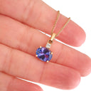  Sophisticated Tanzanite And Square Cut Diamond Accent Rose Gold Pendant