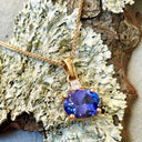 Sophisticated Tanzanite And Square Cut Diamond Accent Rose Gold Pendant