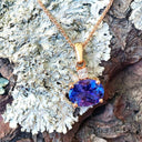 Sophisticated Tanzanite And Square Cut Diamond Accent Rose Gold Pendant