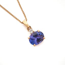 Sophisticated Tanzanite And Square Cut Diamond Accent Rose Gold Pendant