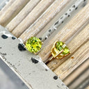 Sophisticated Yellow Gold Four Claw Peridot Studs