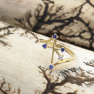 Southern Cross Yellow Gold Tanzanite and Diamond Ring