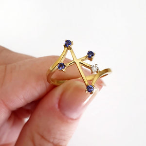 Southern Cross Yellow Gold Tanzanite and Diamond Ring