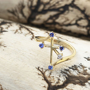 Southern Cross Yellow Gold Tanzanite and Diamond Ring