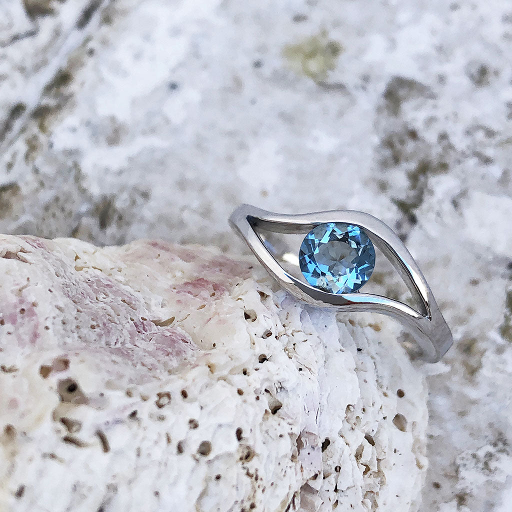 Split Band Aquamarine Ring