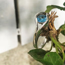 Split Band Blue Topaz White Gold Ring