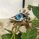 Split Band Blue Topaz White Gold Ring