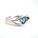 Split Band Blue Topaz White Gold Ring