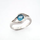 Split Band Blue Topaz White Gold Ring