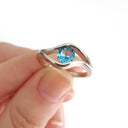 Split Band Blue Topaz White Gold Ring