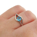 Split Band Blue Topaz White Gold Ring