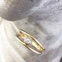 Split Band Yellow Gold Tube Set Diamond Ring