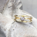 Split Band Yellow Gold Tube Set Diamond Ring