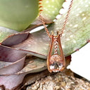 Split Rose Gold Oval Cut Morganite Pendant with Diamond Strip Highlight