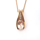  Split Rose Gold Oval Cut Morganite Pendant with Diamond Strip Highlight