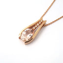  Split Rose Gold Oval Cut Morganite Pendant with Diamond Strip Highlight