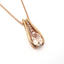  Split Rose Gold Oval Cut Morganite Pendant with Diamond Strip Highlight