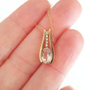  Split Rose Gold Oval Cut Morganite Pendant with Diamond Strip Highlight