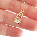  Split Rose Gold Oval Cut Morganite Pendant with Diamond Strip Highlight