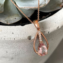 Split Rose Gold Pear Cut Morganite Pendant with Diamond Strip Highlight