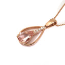 Split Rose Gold Pear Cut Morganite Pendant with Diamond Strip Highlight