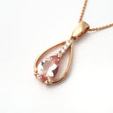 Split Rose Gold Pear Cut Morganite Pendant with Diamond Strip Highlight