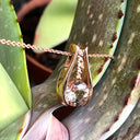 Split Rose Gold Round Cut Morganite Pendant with Diamond Strip Highlight