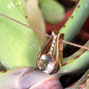 Split Rose Gold Round Cut Morganite Pendant with Diamond Strip Highlight