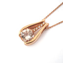  Split Rose Gold Round Cut Morganite Pendant with Diamond Strip Highlight