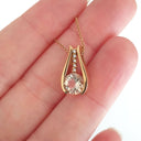  Split Rose Gold Round Cut Morganite Pendant with Diamond Strip Highlight