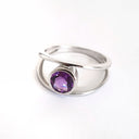  Split Shank Amethyst Round Bezel Set Ring
