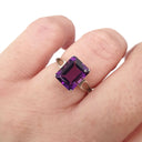Split Shank Emerald Cut Amethyst Ring