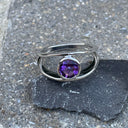 Split Shank Amethyst Round Bezel Set Ring