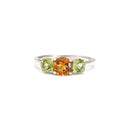 Spring Peridot and Citrine Trilogy Ring