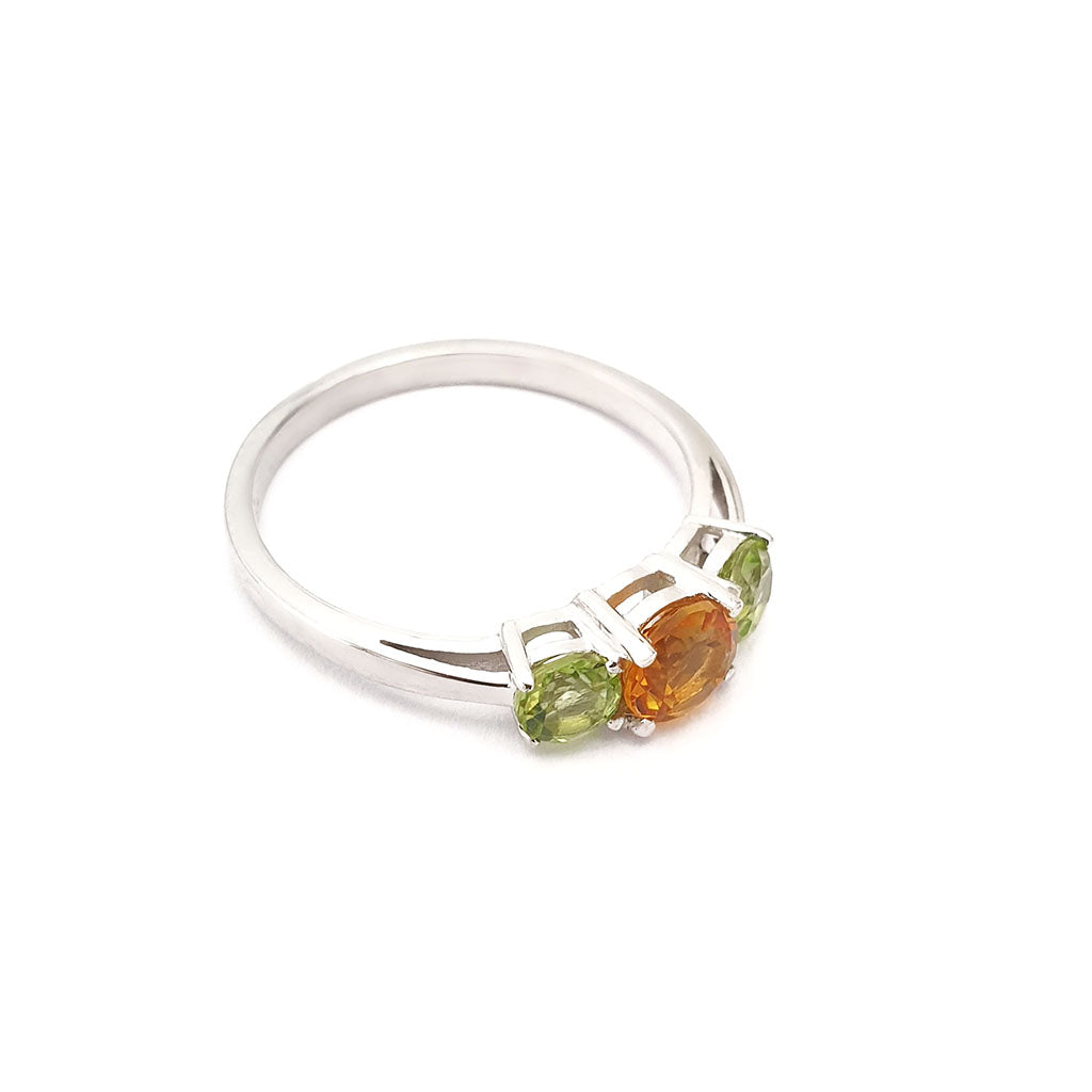 Spring Peridot and Citrine Trilogy Ring