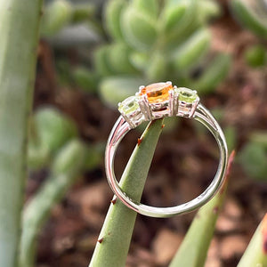 Spring Peridot and Citrine Trilogy Ring