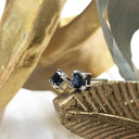 Square Cut Blue Sapphire White Gold Studs
