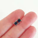 Square Cut Blue Sapphire White Gold Studs