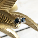 Square Cut Blue Sapphire White Gold Studs