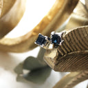 Square Cut Blue Sapphire White Gold Studs