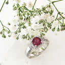 Square Diamond Halo, Cushion Cut Pink Tourmaline and Diamond Band Wedding Set