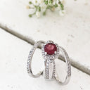 Square Diamond Halo, Cushion Cut Pink Tourmaline and Diamond Band Wedding Set