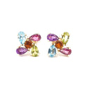 Starburst Multicolour Gemstone Yellow Gold Earrings