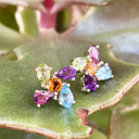 Starburst Multicolour Gemstone Yellow Gold Earrings