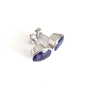 Statement Bezel Set Oval Cut Tanzanite Studs