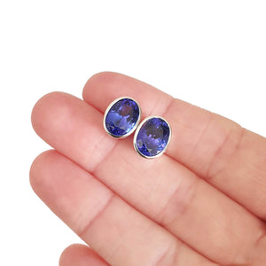 Statement Bezel Set Oval Cut Tanzanite Studs