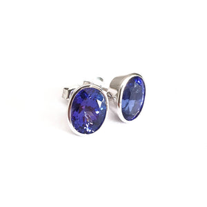 Statement Bezel Set Oval Cut Tanzanite Studs