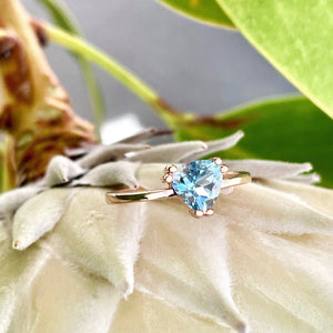 Stunning Rose Gold Solitaire Triliant Cut Aquamarine Ring
